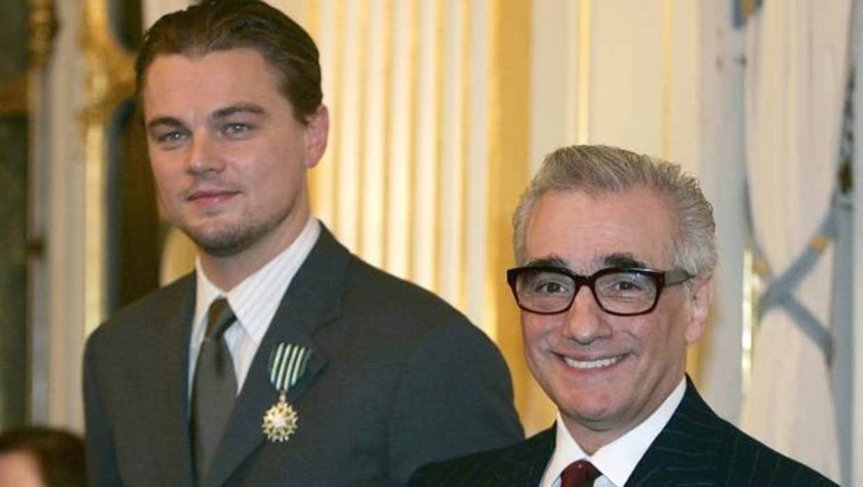 Martin Scorsese posa junto a Leonardo DiCaprio