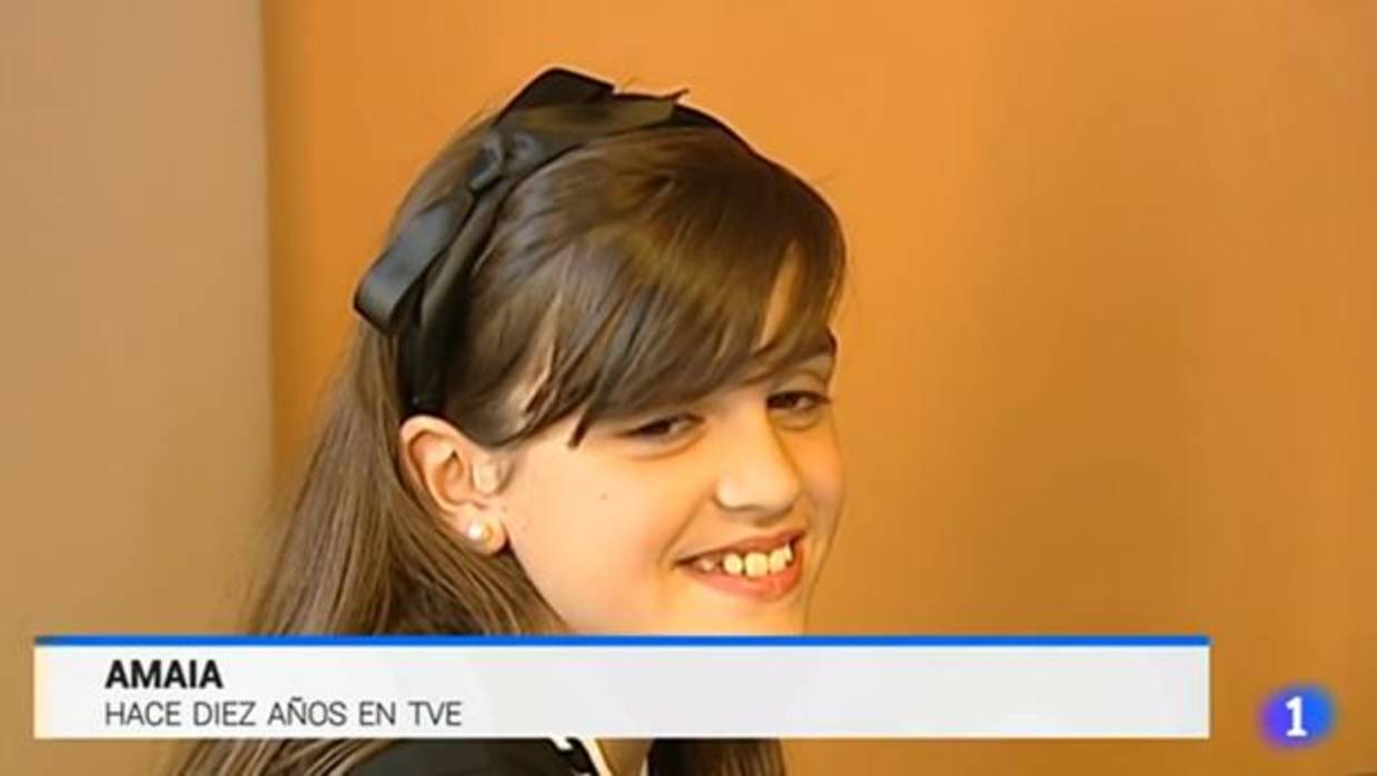 Amaia, con ocho años, en el telediario de TVE