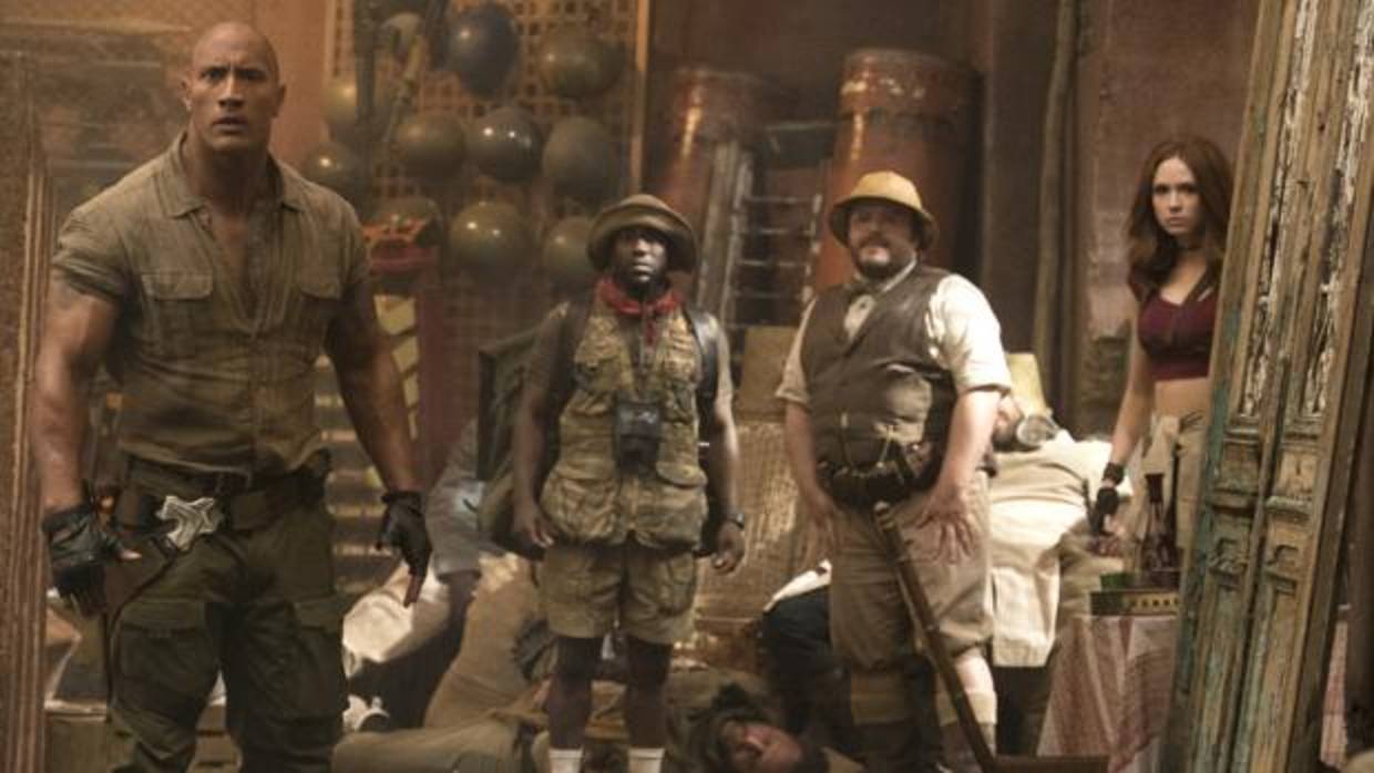 Dwayne Johnson «The rock», Kevin Hart, Jack Black y Karen Gillan