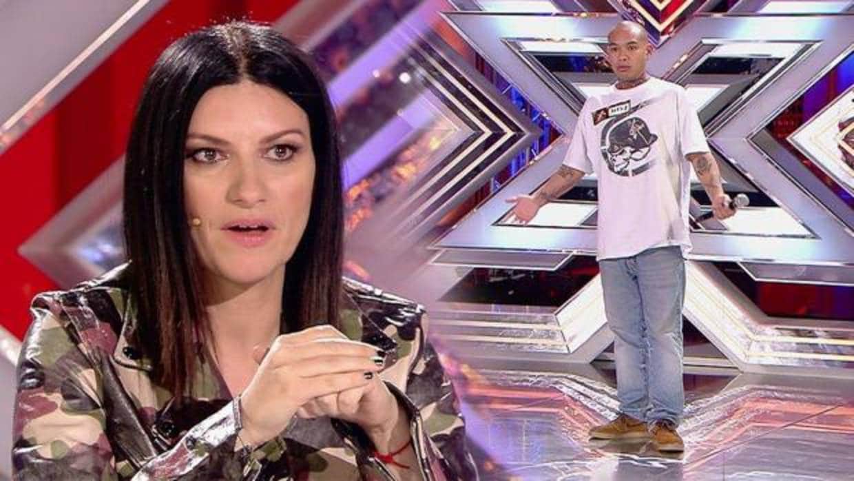 Laura Pausini criticando la actuación del rapero