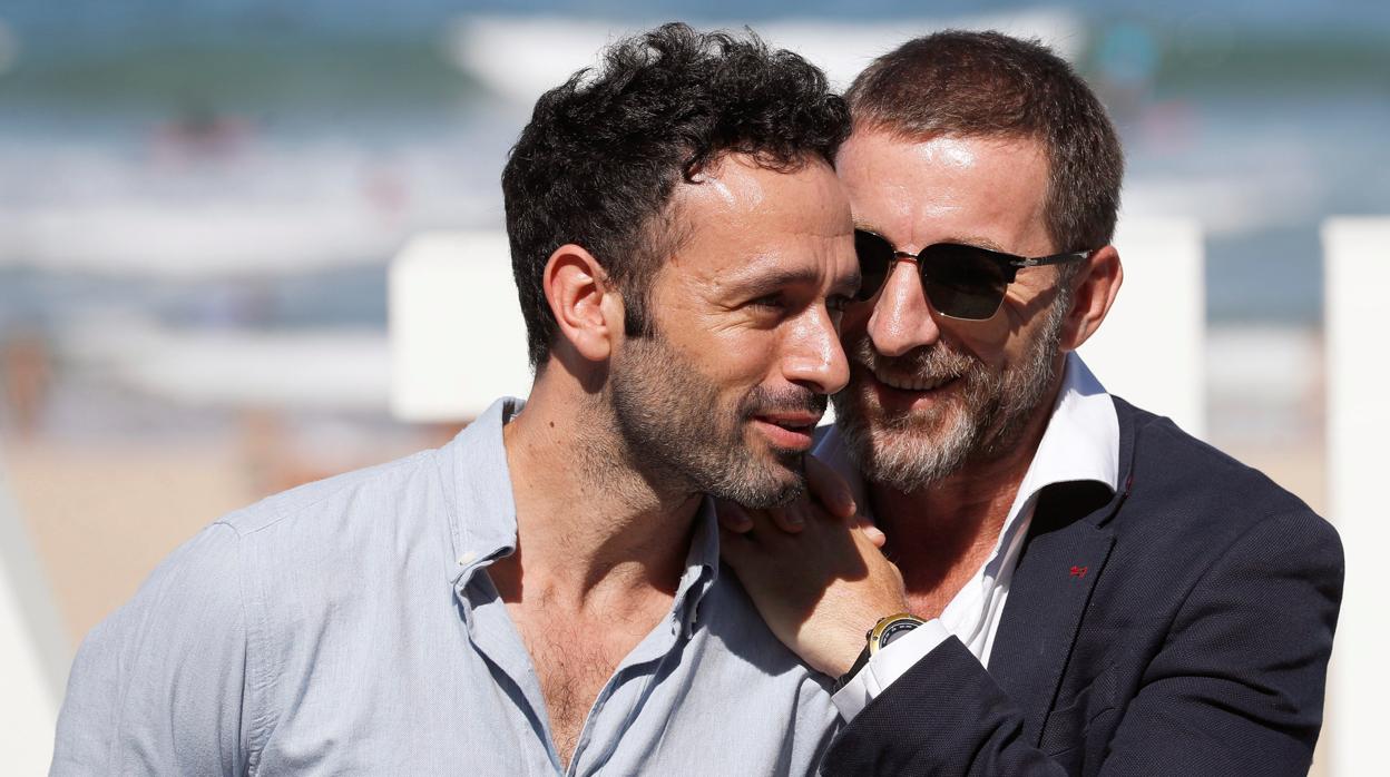 Rodrigo Sorogoyen y el actor Antonio de la Torre durante la presentación hoy de "El reino", que compite en la sección oficial de la 66 edición del Festival Internacional de Cine de San Sebastián