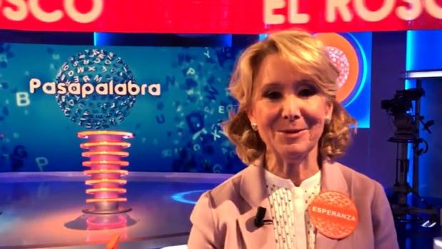 Esperanza Aguirre llega a «Pasapalabra»: «En algunas preguntas no he dado ni una»