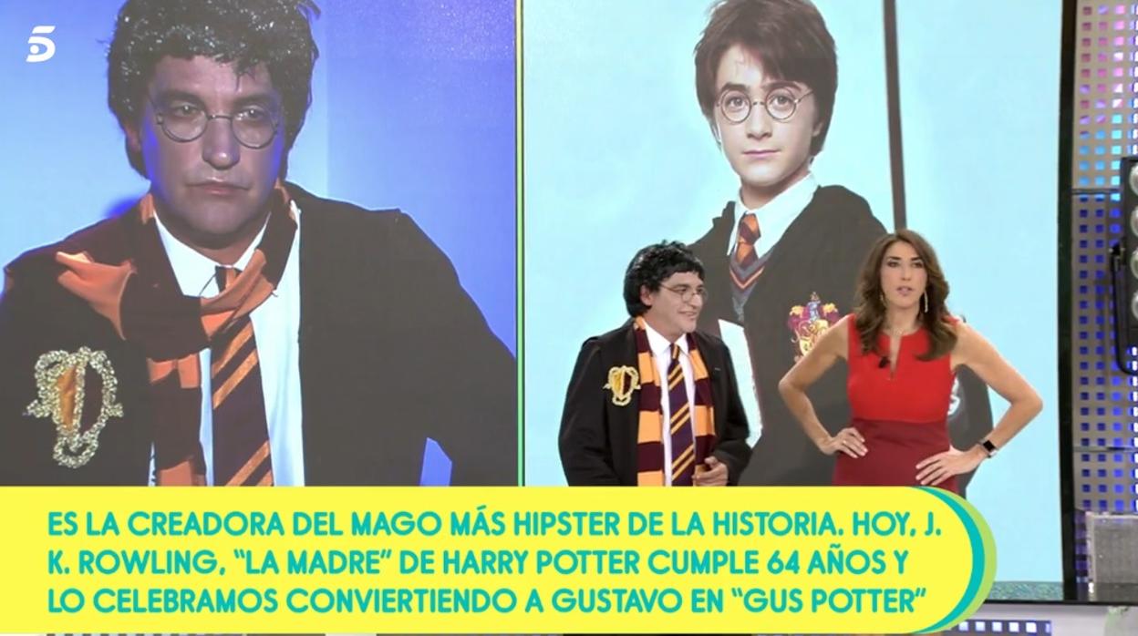 Gustavo González, caracterizado como Harry Potter, junto a Paz Padilla en «Sálvame»