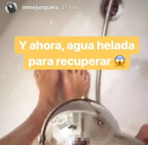Imagen del vídeo de Irene Junquera en la ducha ya censurada