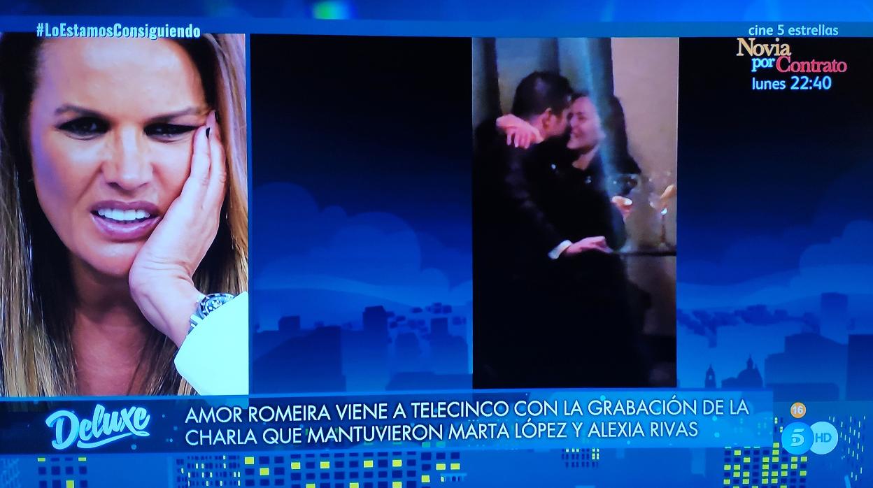 Marta López contempla el vídeo que, según «Sábado Deluxe», demuestra una nueva infidelidad de Alfonso Merlos