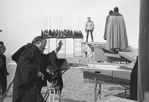 Orson Welles, durante el rodaje de «Campanadas a medinoche»