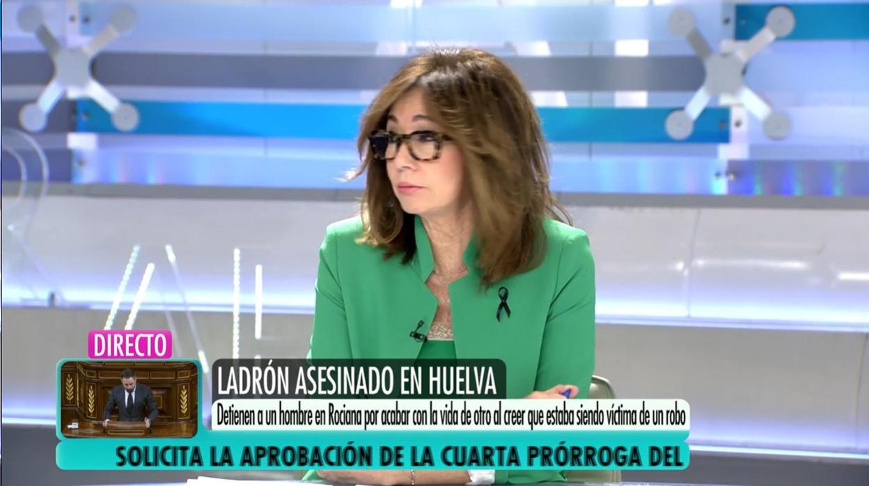 Momento en el que la periodista Ana Rosa Quintana da su opinión sobre el asesinato en Huelva