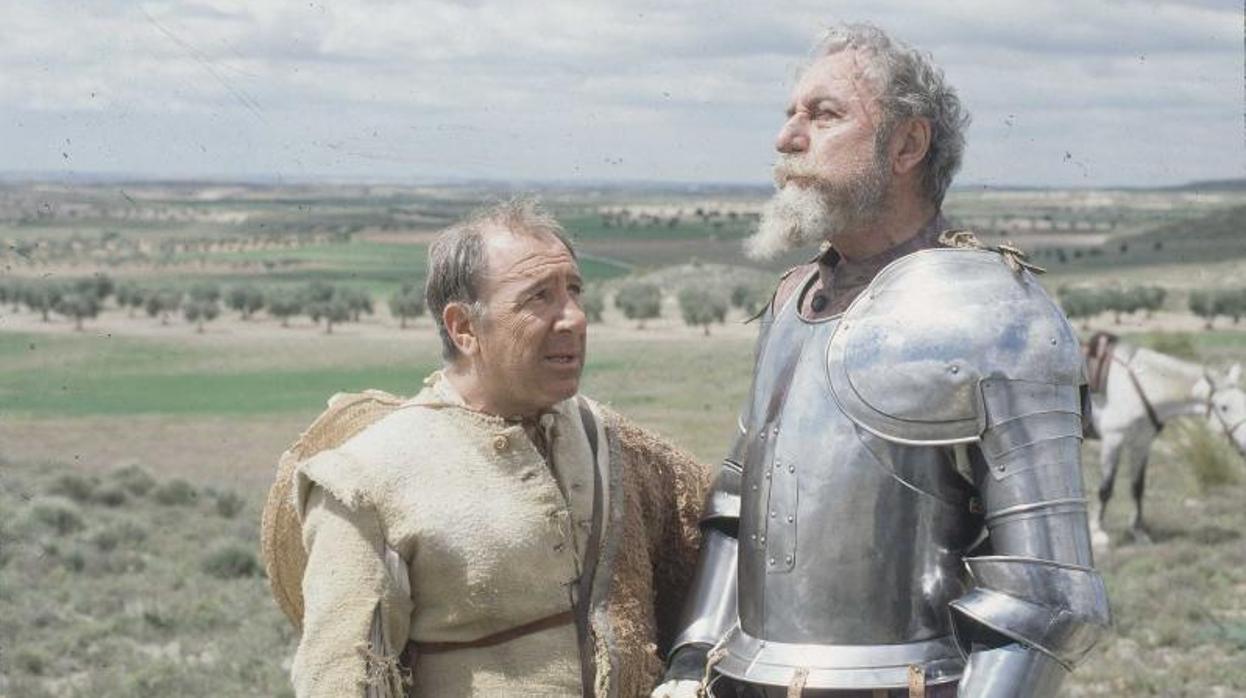 Alfredo Landa y Fernando Rey, en «El Quijote», la adaptación televisiva de la obra de Cervantes, dirigida por Manuel Gutiérrez Aragón y estrenada en 1992