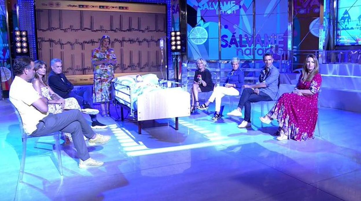 Los colaboradores de «Sálvame», durante la tarde del miércoles