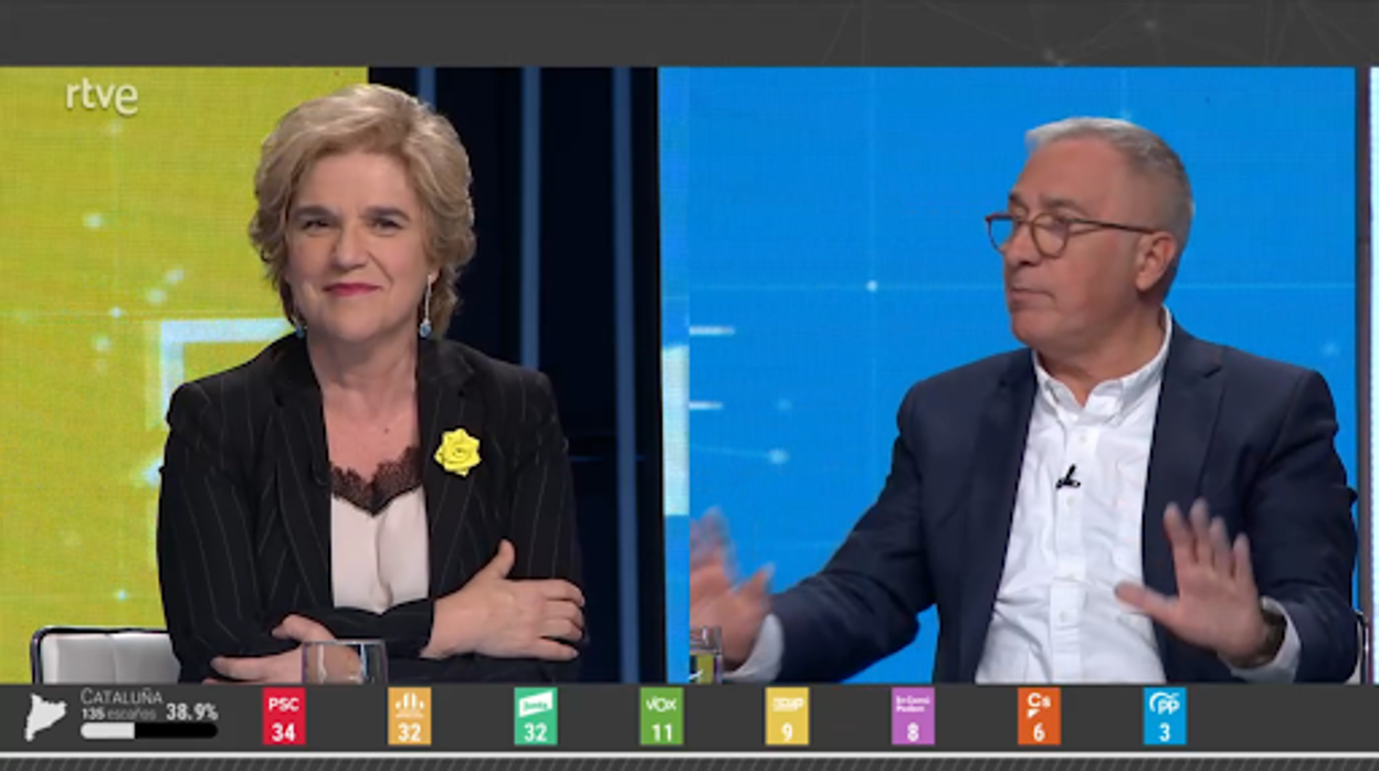 Pilar Rahola y Sardá en el especial de TVE durante las elecciones catalanas