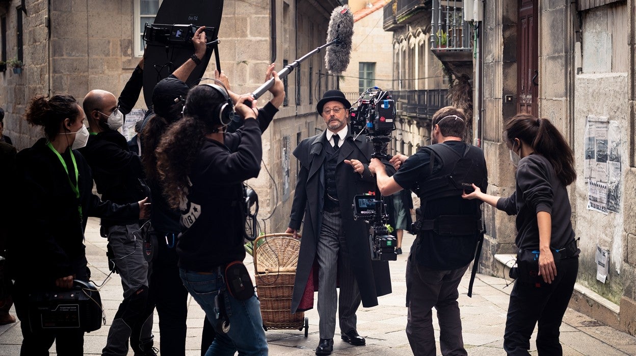 Jean Reno, en el rodaje de 'Un asunto privado', en Vigo