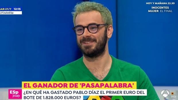 Pablo Díaz ('Pasapalabra') reaparece en televisión y desvela lo primero que compró tras ganar el bote