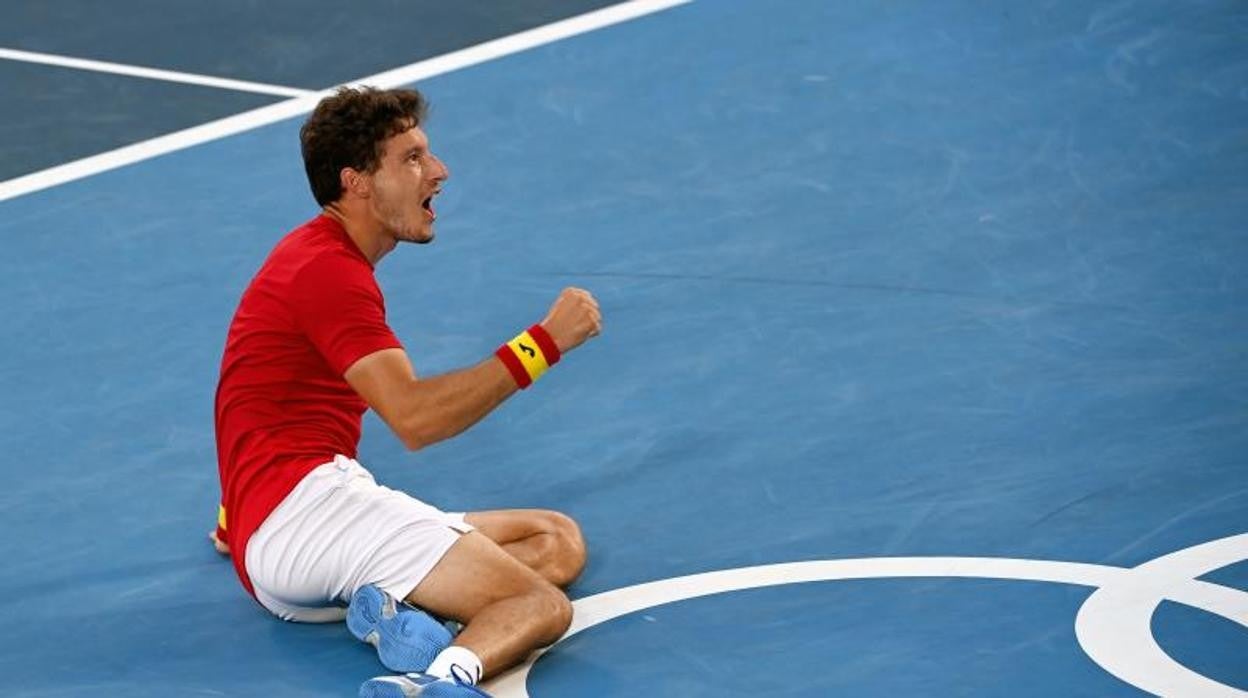 Pablo Carreño celebra su victoria ante Djokovic