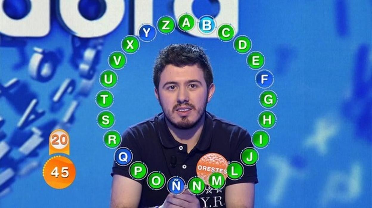 Orestes durante el concurso de Pasapalabra