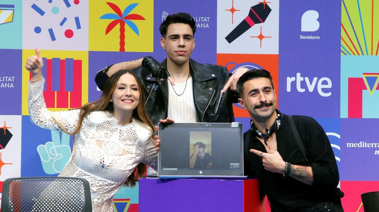 Los cantantes (de izq. a der.) Rigoberta Bandini, Xeinn, Rayden y Gonzalo Hermida