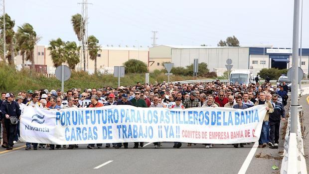 Protesta de Navantia en marzo de 2014 con la misma reivindicación de ahora