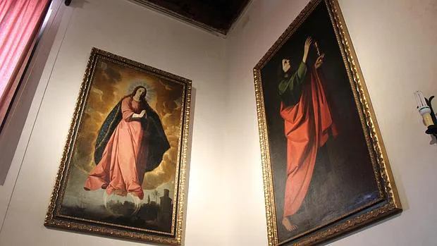 Dos de los cuadros de Zurbarán que exhibe la iglesia de San Juan, en Marchena