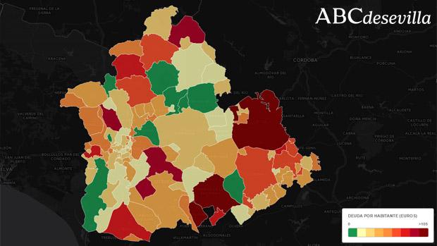 ¿Cuáles son los ayuntamientos de Sevilla que más dinero deben a las entidades bancarias?