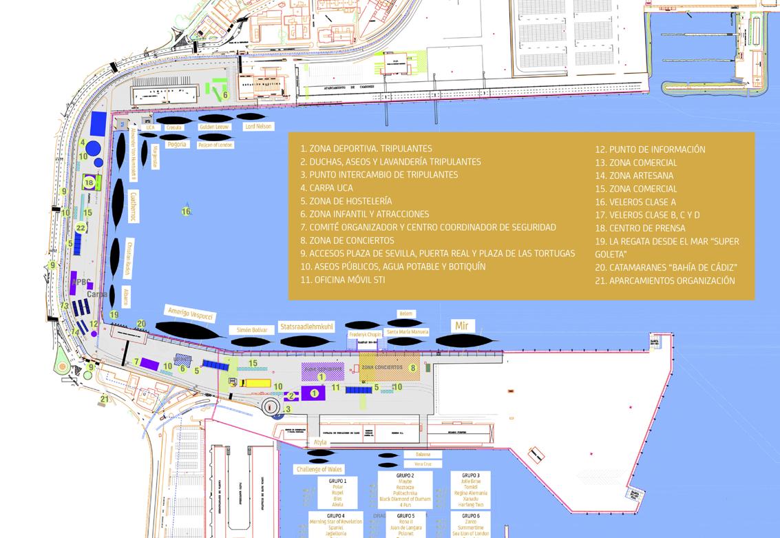 Consulta la distribución de los veleros en el Puerto de Cádiz durante la Regata