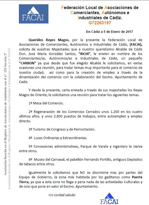 El comercio de Cádiz pide carbón para Kichi