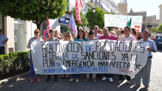 La plataforma de afectados por el PER, que aglutina a los trabajadores investigados. en una manifestación