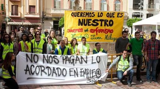 Protesta de beneficiarios del Plan Emplea de Málaga