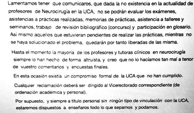 La Facultad de Medicina de Cádiz pierde su profesor de Neurocirugía y los alumnos se quedan sin evaluar