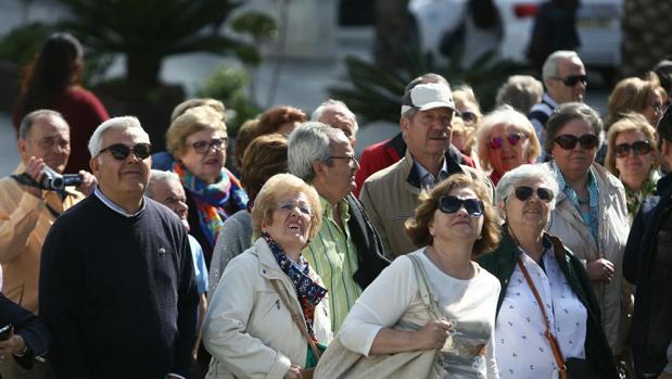 Cruceristas esta mañana en Cádiz