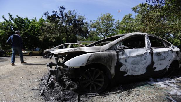 Dos de los vehículos incendiados esta madrugada en Castilblanco de los Arroyos