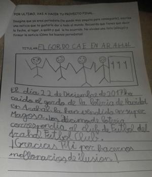 La carta que ha escrito Gonzalo