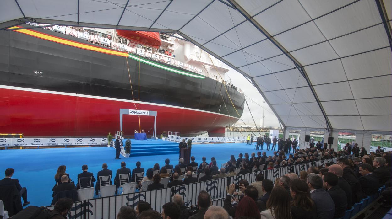 Ceremonia de entrega del primer petrolero en Navantia-Puerto Real