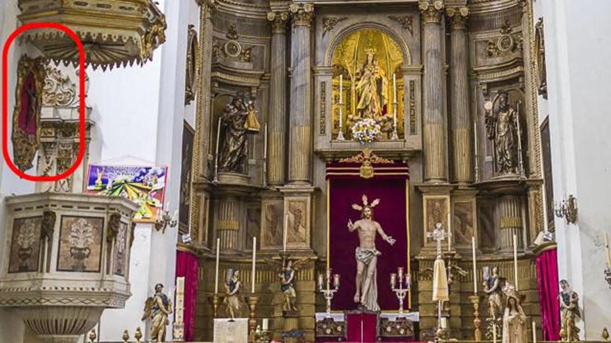 El crucifijo, en el púlpito, en una imagen de Cádiz Abandonada