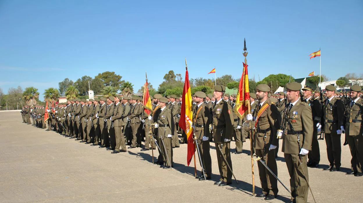 Imagen de una jura de bandera militar en Camposoto.