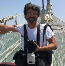 Antonio Vázquez a bordo del buque escuela Juan Sebastián de Elcano.