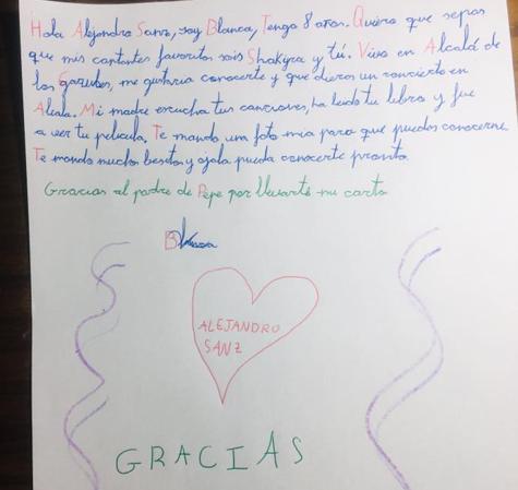 La carta de Blanca para Alejandro Sanz