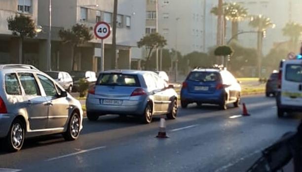 Un vehículo atropella a un jardinero en la Avenida de las Cortes en Cádiz