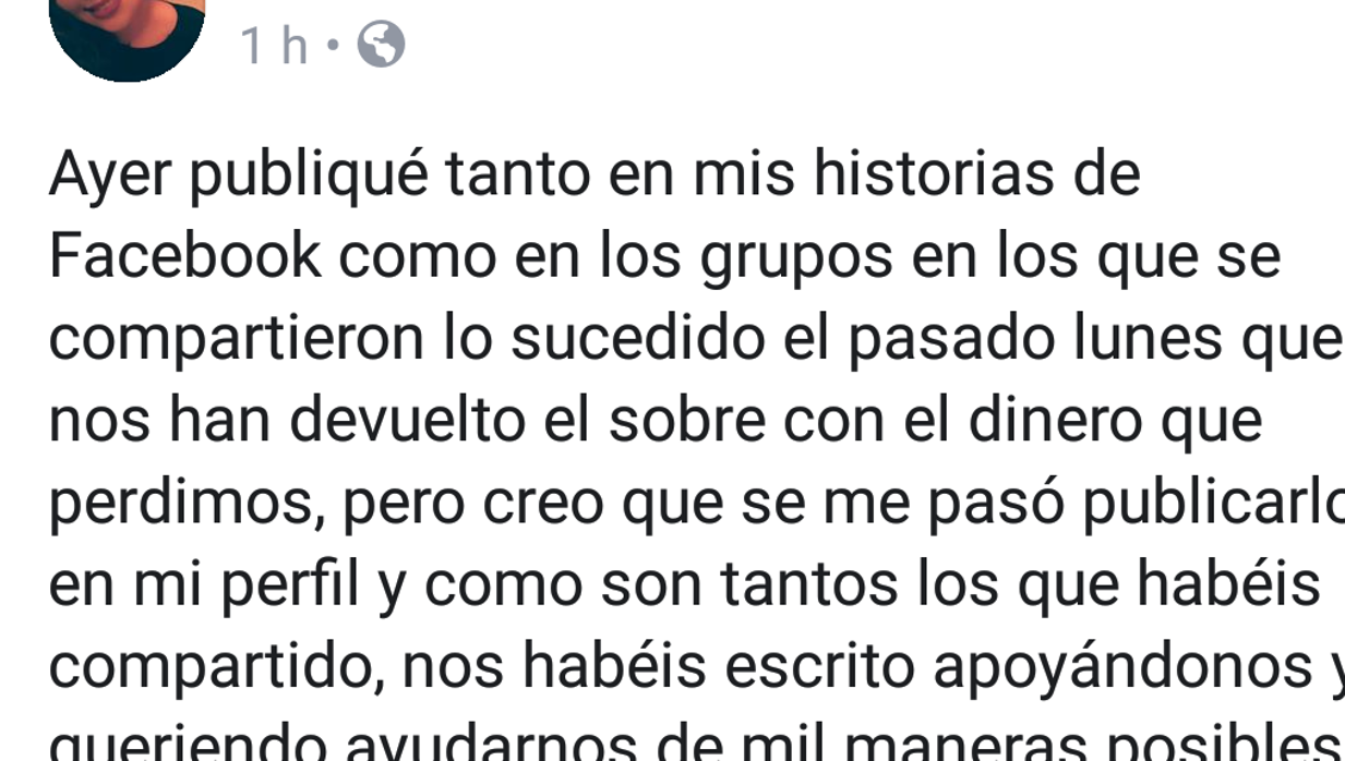 Pierden un sobre con 700 euros y lo recuperan por la ayuda de las redes sociales