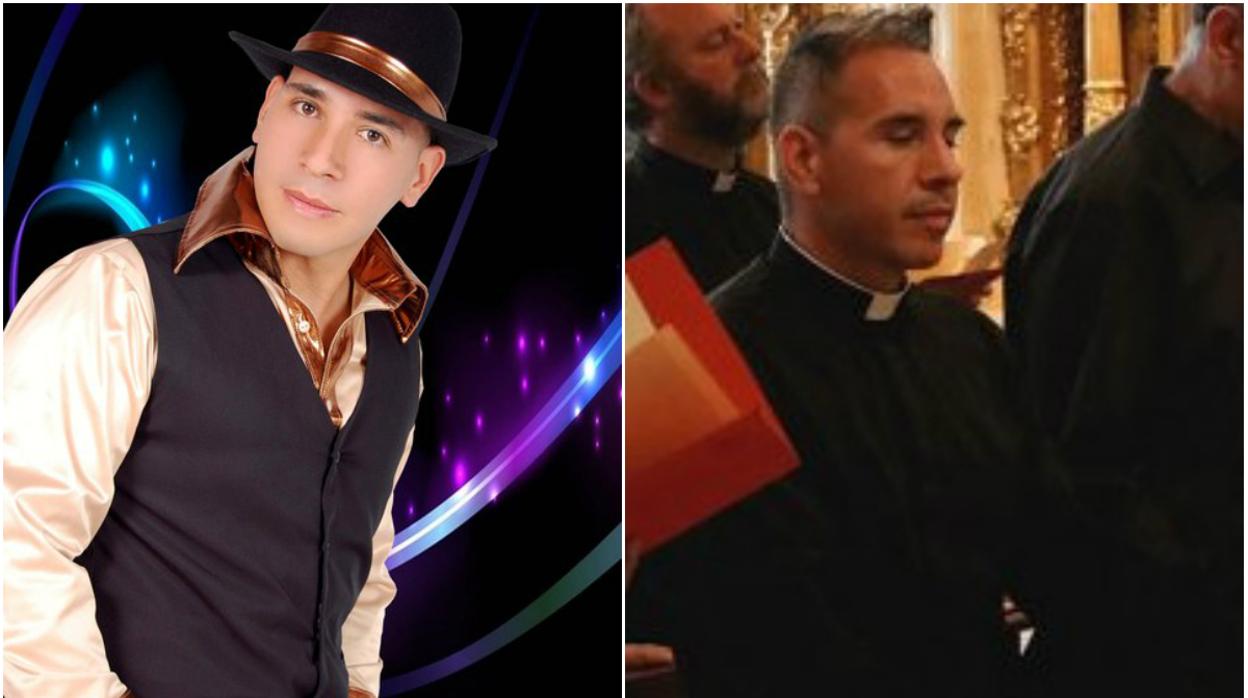 Ibarra Marín, en su etapa como cantante y en una imagen reciente como sacerdote