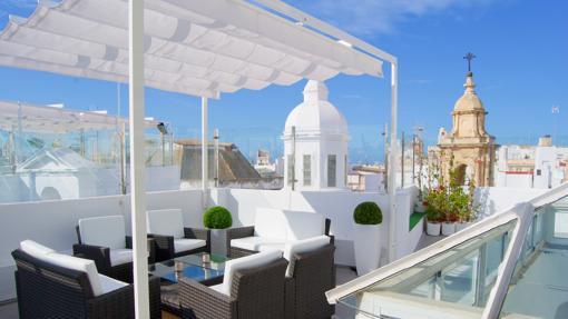 Terraza del Hotel las Cortes de Cádiz.