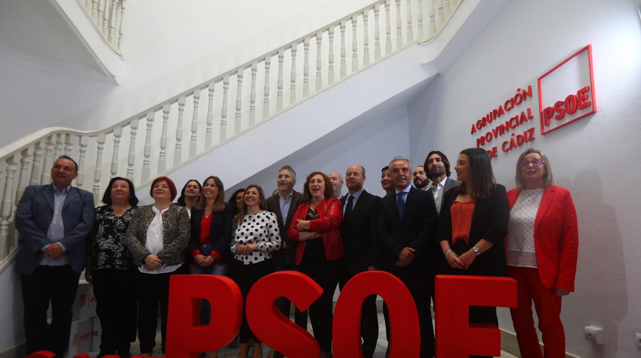 El ministro del Interior, Fernando Grande-Marlaska,en la sede del PSOE de Cádiz.