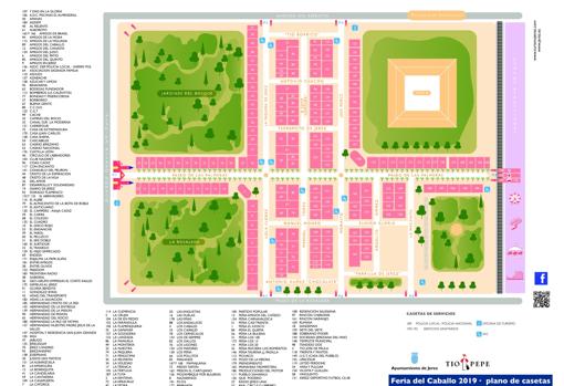 Plano de las casetas de la Feria de Jerez 2019.