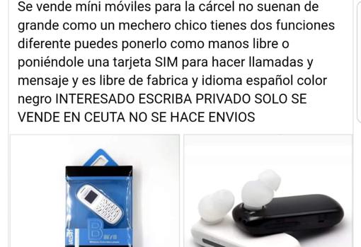 Anuncio de un mini-móvil «para cárcel»publicado en internet .