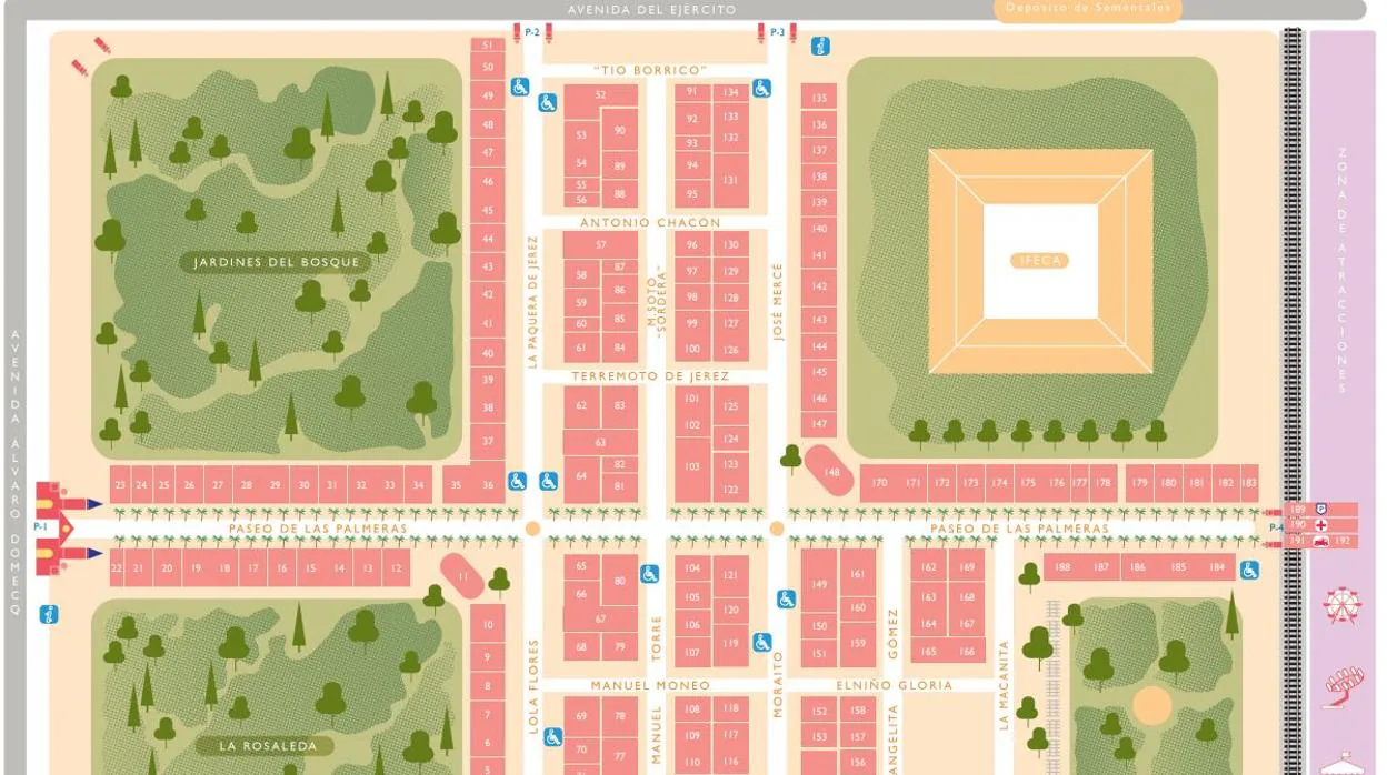 Mapa y plano de la Feria de Jerez 2019: Las casetas, una a una
