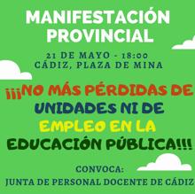Manifestación en Cádiz contra el «desmantelamiento» de la escuela pública