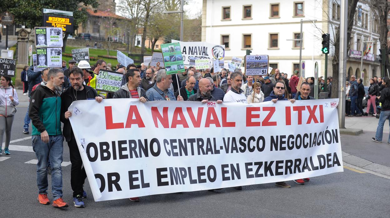 Manifestacion de los trabajaodres de La Naval de Sestao.