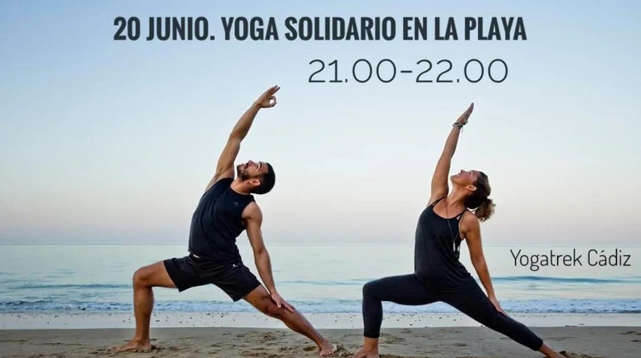 Cartel anunciador del taller de yoga solidario.