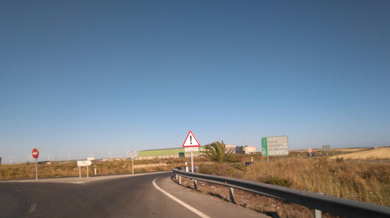 Comienzo de la carretera A-2001 en Sanlúcar de Barrameda.