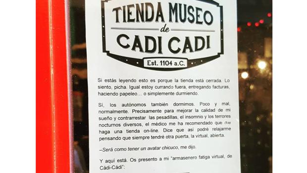 El cartel de una tienda que es 'de Cadi, Cadi'