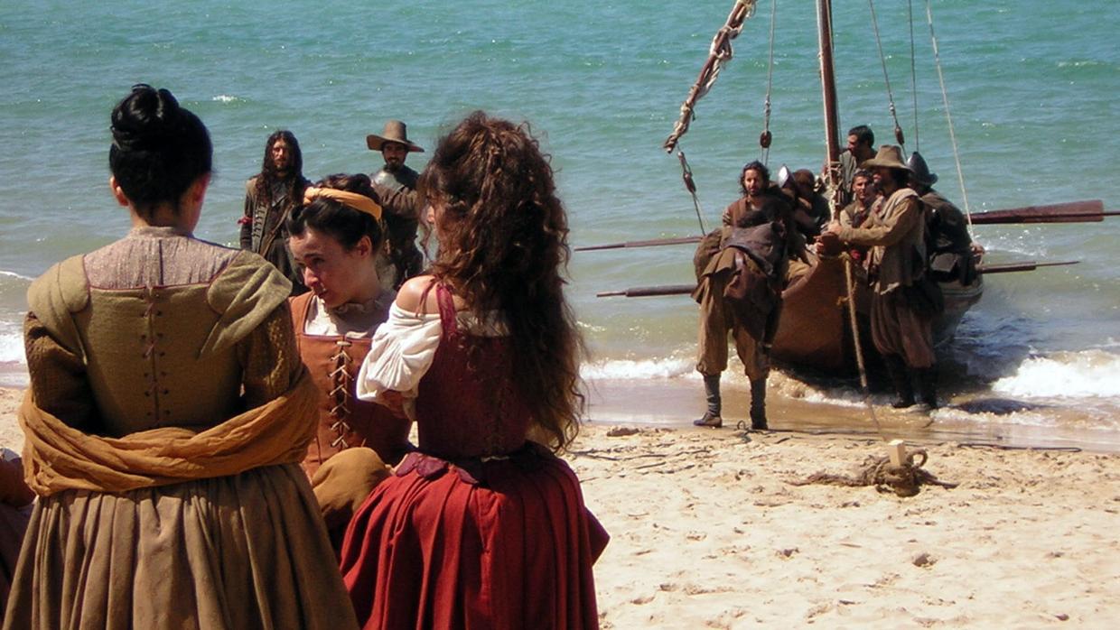 Imagen de una escena de la película Alatriste, con Cádiz y la playa de la Caleta como escenario.