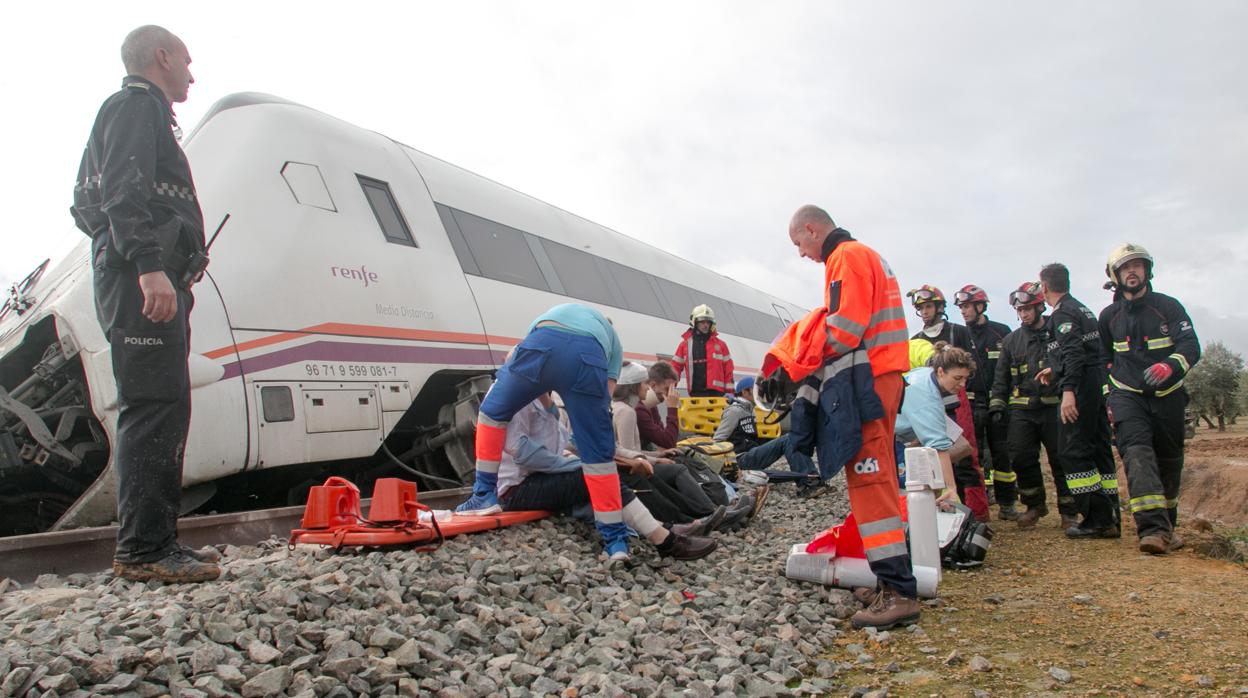 Imagen del descarrilamiento del tren de Arahal